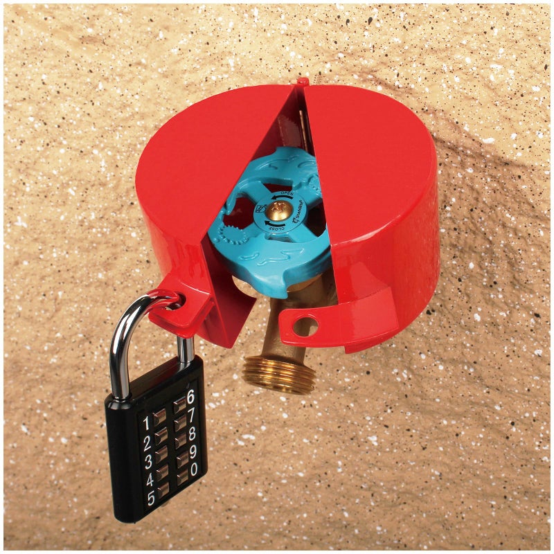 TEMEILI Outdoor Faucet Lock System -Gate Valve Lockout Device -Prevent Water Theft by Cover and Code Lock,Stop Unauthorized Water use and Vandalism,Water Spigot Cover (red Password Lock) - Image 1